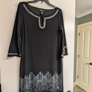 INC International Concepts Black Embellished Shift Dress